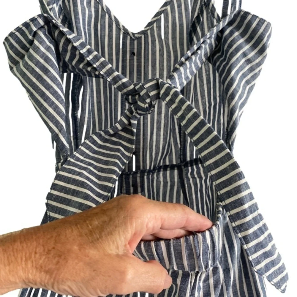 Rachel Roy Jumpsuit Cropped Blue and White Stripe Womens Size 6 - Picture 5 of 7